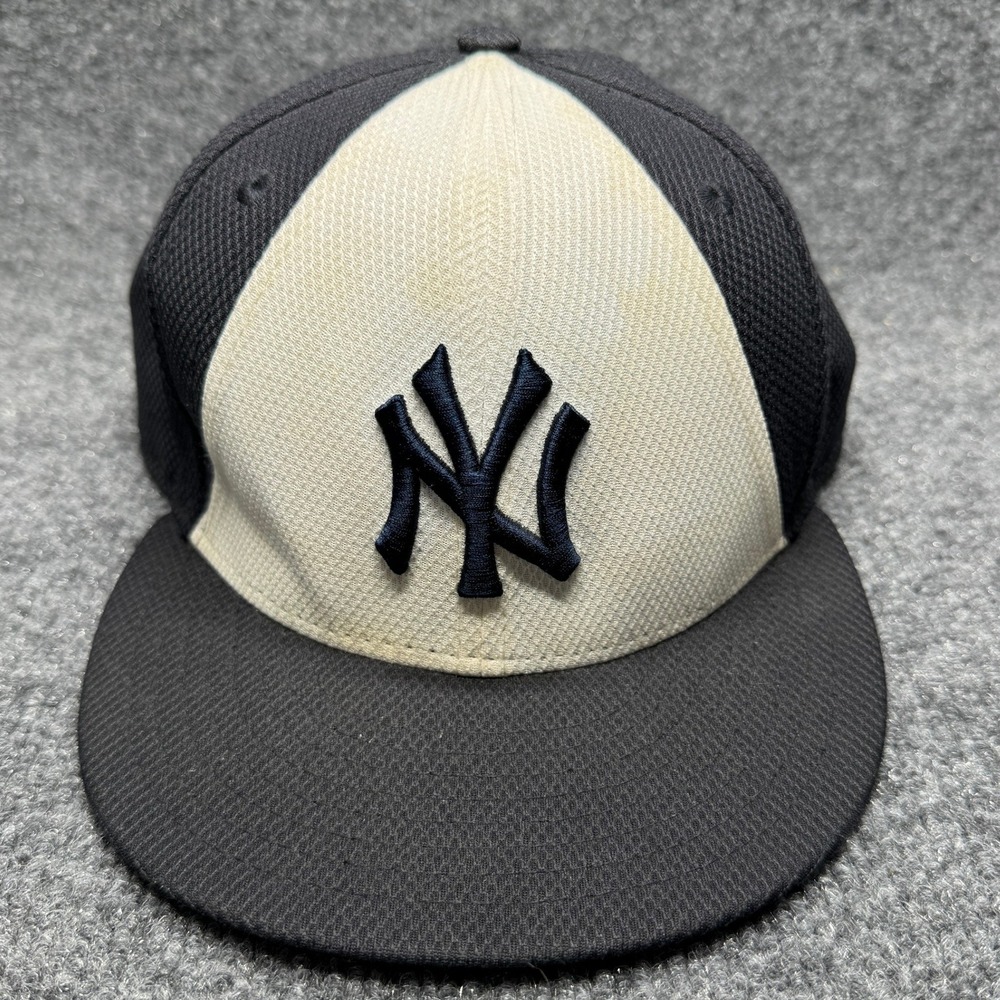 New York Yankees New Era Hat Mens 7 5/8 Navy Blue White Diamond Era 59FIFTY